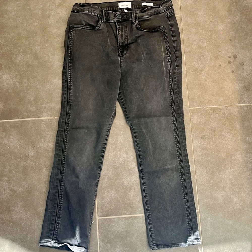 Frame Denim Women's Straight Leg Jeans in Black Wash - Picture 3 of 7